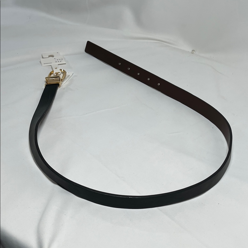 A New Day Black and brown Reversible Belt with Gold Buckle.